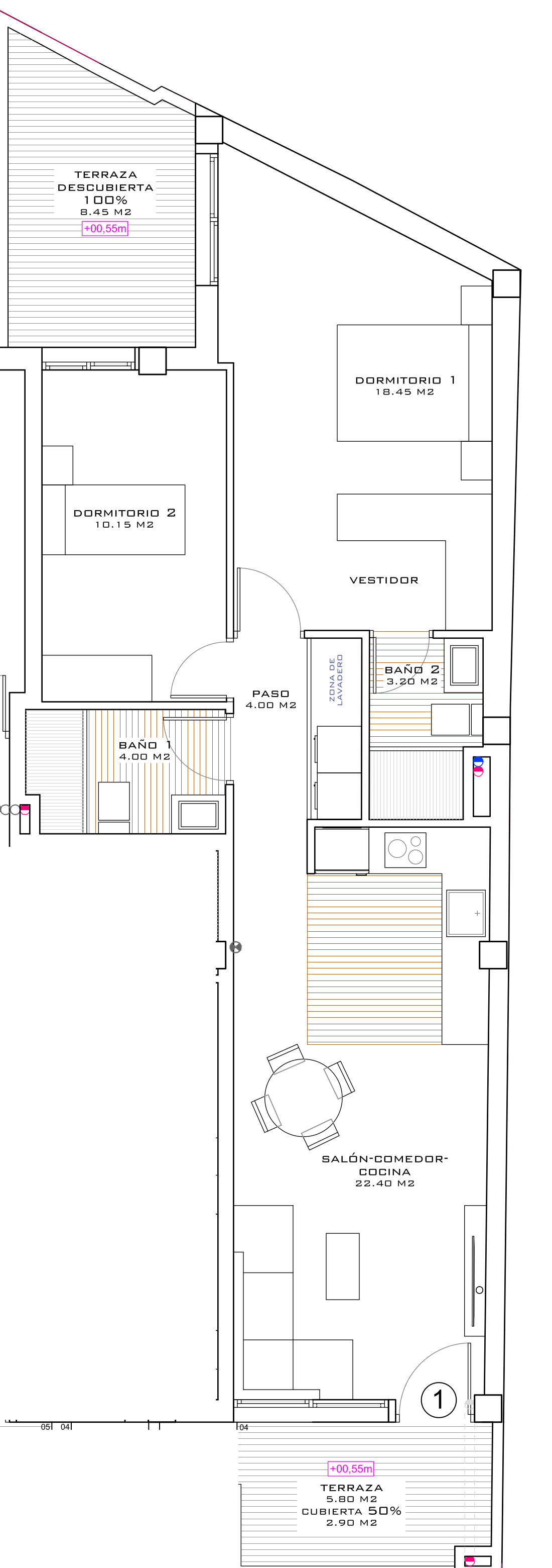 Plano vivienda PB-01 — 76 m²