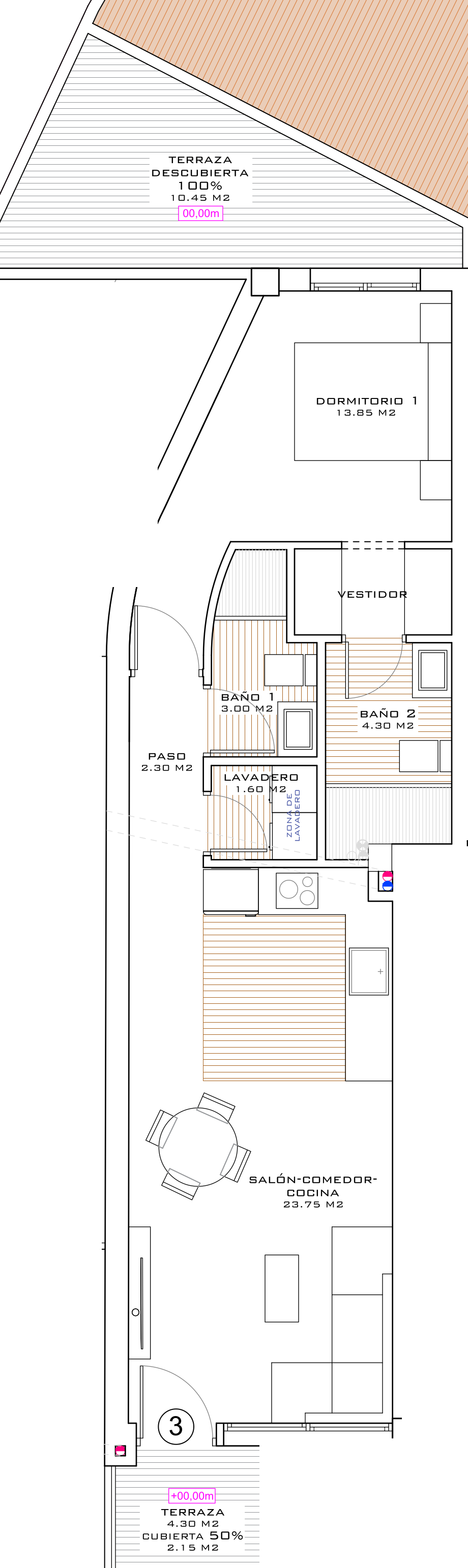 Plano vivienda PB-03 — 60 m²
