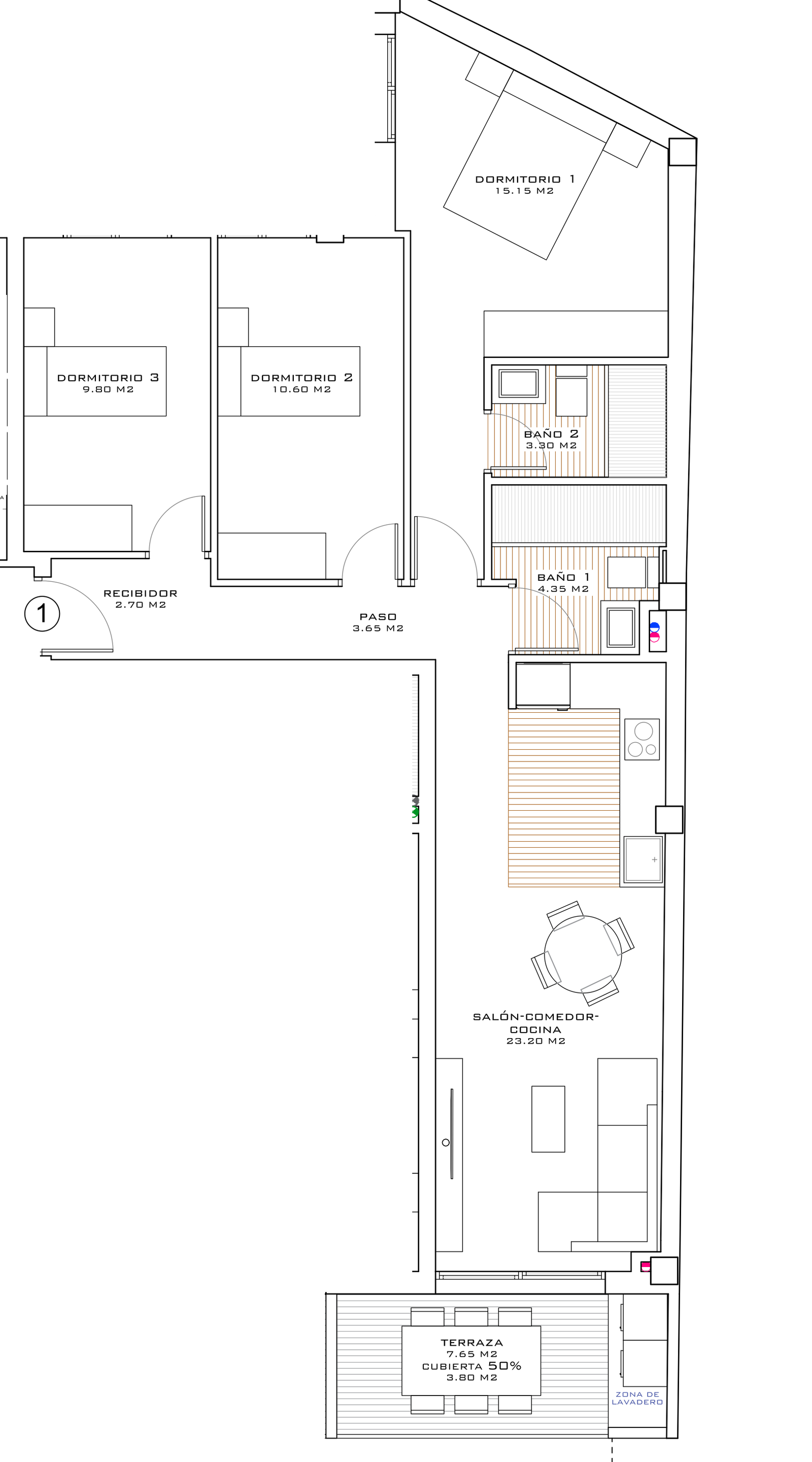 Plano tipología P1-01 / P2-01 / P3-01 — 87 m²